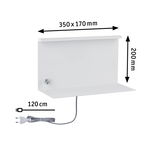 Étagère murale blanche en métal 350x170 mm avec câble de 120 cm pour éclairage LED moderne