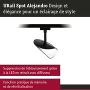 Spot URail Alejandro noir avec LED, diffuseur et fonction mémoire pour un éclairage sans éblouissement