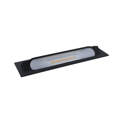 Black LED recessed light with elongated plastic diffuser for modern indoor lighting solutions