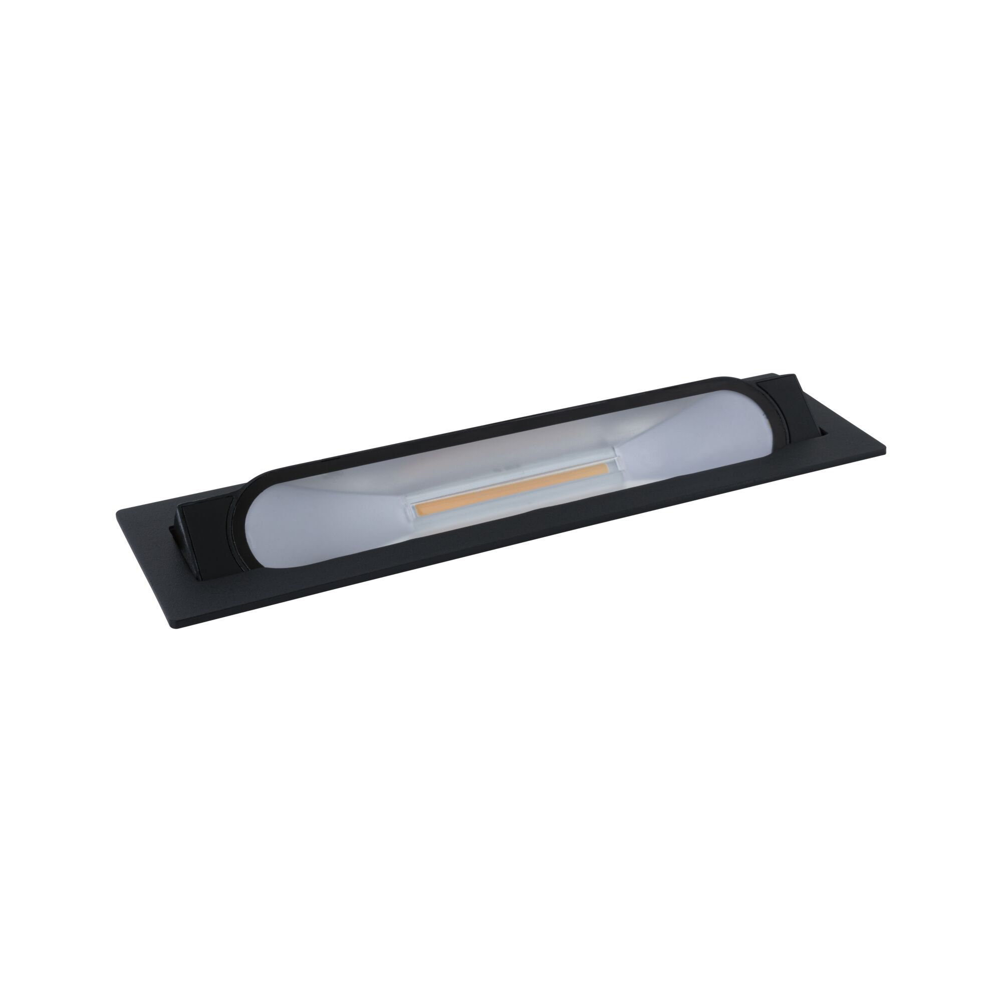 Black LED recessed light with elongated plastic diffuser for modern indoor lighting solutions