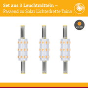Set aus 3 LED-Leuchtmitteln mit goldfarbenem Licht passend zur Solar Lichterkette Taina