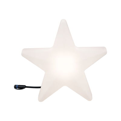 White plastic star with cable connector, decorative LED light for indoor and outdoor use