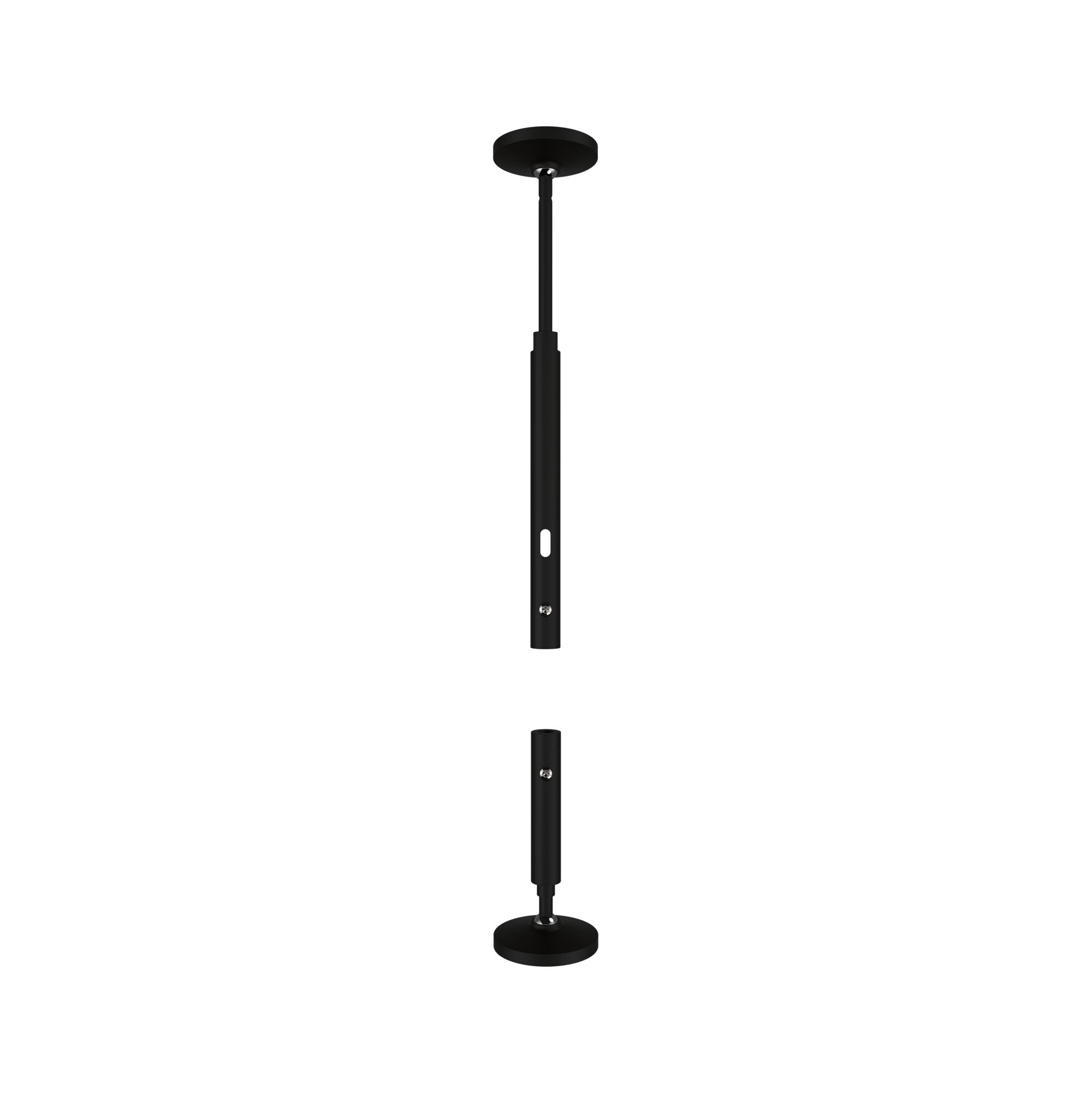 Black adjustable metal ceiling extension for LED lights with modern design