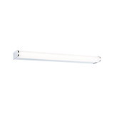 Slim white plastic LED wall light with chrome end caps for modern indoor lighting solutions