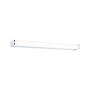 Slim white plastic LED wall light with chrome end caps for modern indoor lighting solutions