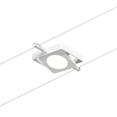 Witte vierkante metalen LED-kabelspot met warm wit licht voor moderne verlichtingssystemen