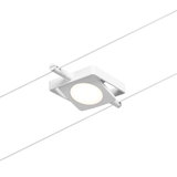 Weißer quadratischer LED-Seilstrahler aus Metall mit warmweißem Licht für moderne Beleuchtungssysteme