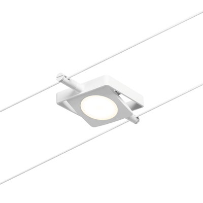 Weißer quadratischer LED-Seilstrahler aus Metall mit warmweißem Licht für moderne Beleuchtungssysteme