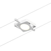 White square metal LED spotlight on track system for modern indoor lighting solutions