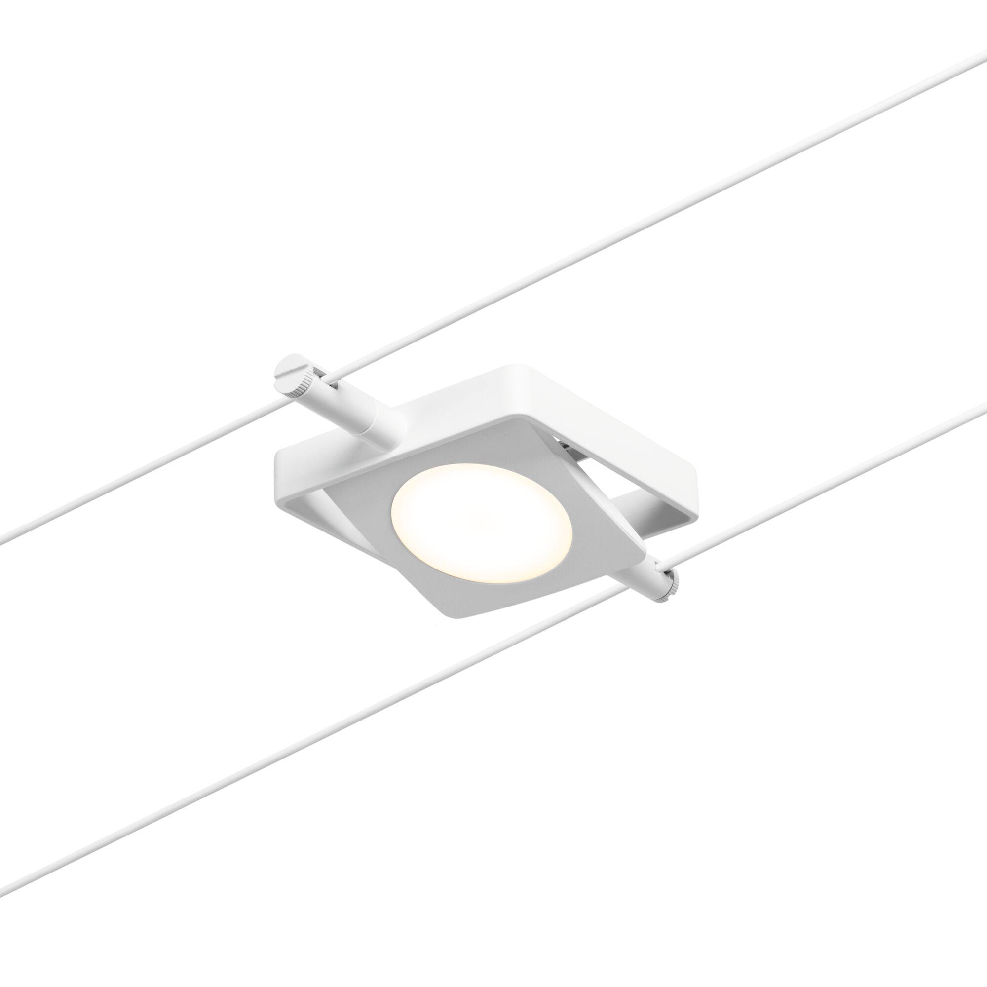 White square metal LED spotlight on track system for modern indoor lighting solutions