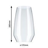 Transparenter Lampenschirm aus Glas mit 280 mm Höhe und 170 mm Durchmesser für LED-Leuchten