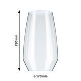 Abat-jour en verre transparent de 280 mm de hauteur et 170 mm de diamètre pour éclairage LED