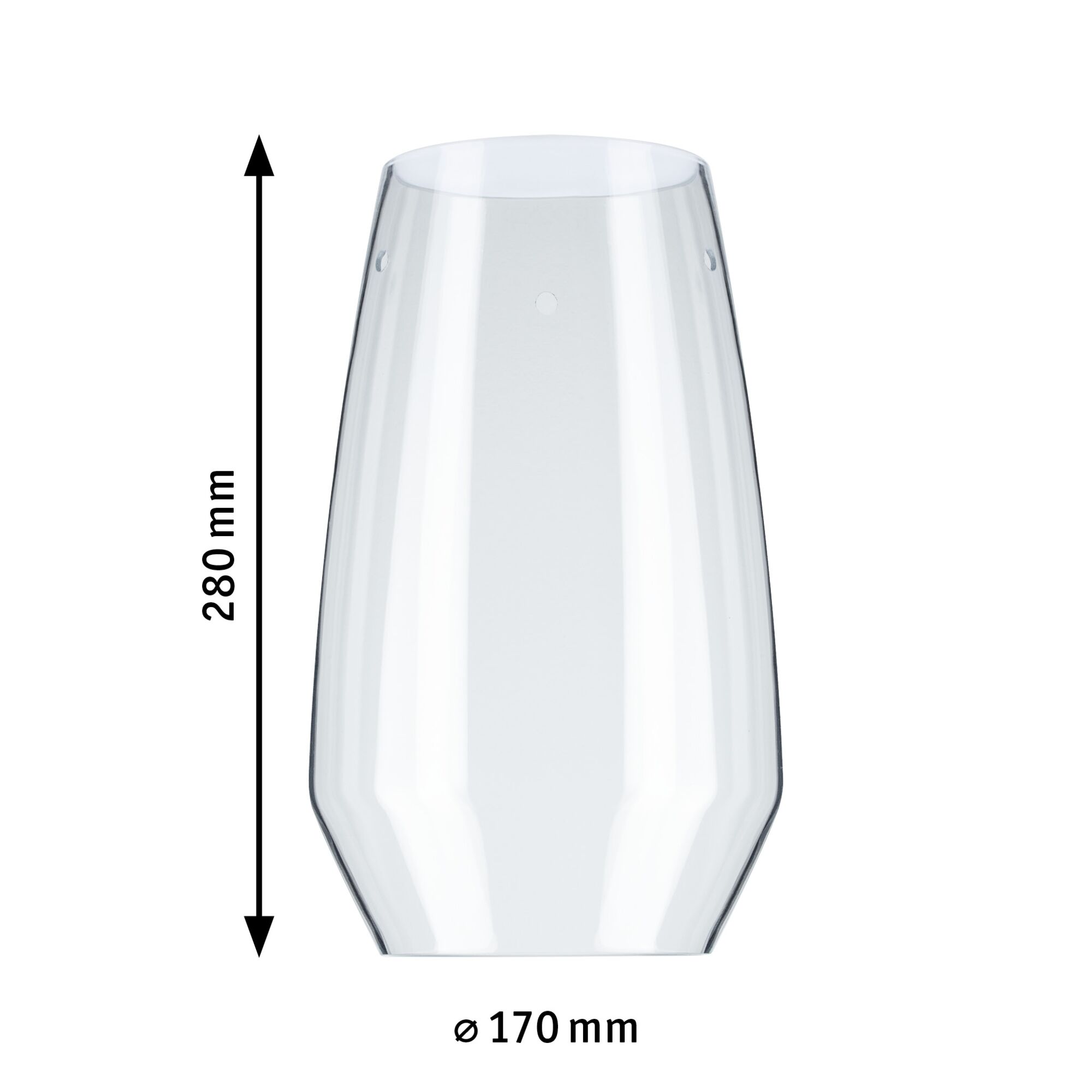 Transparenter Lampenschirm aus Glas mit 280 mm Höhe und 170 mm Durchmesser für LED-Leuchten