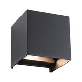 Black aluminum cube wall light with warm white LED for modern interior lighting solutions