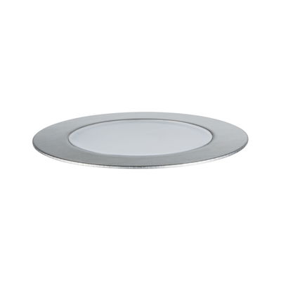 Rund LED-indbygningslampe med børstet aluminiumsramme i sølv til moderne belysning