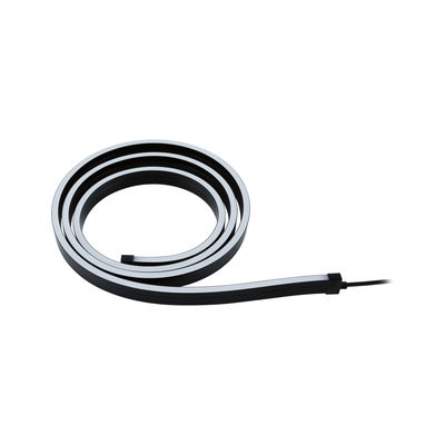 Flexible black LED light strip with white illumination surface for modern room lighting