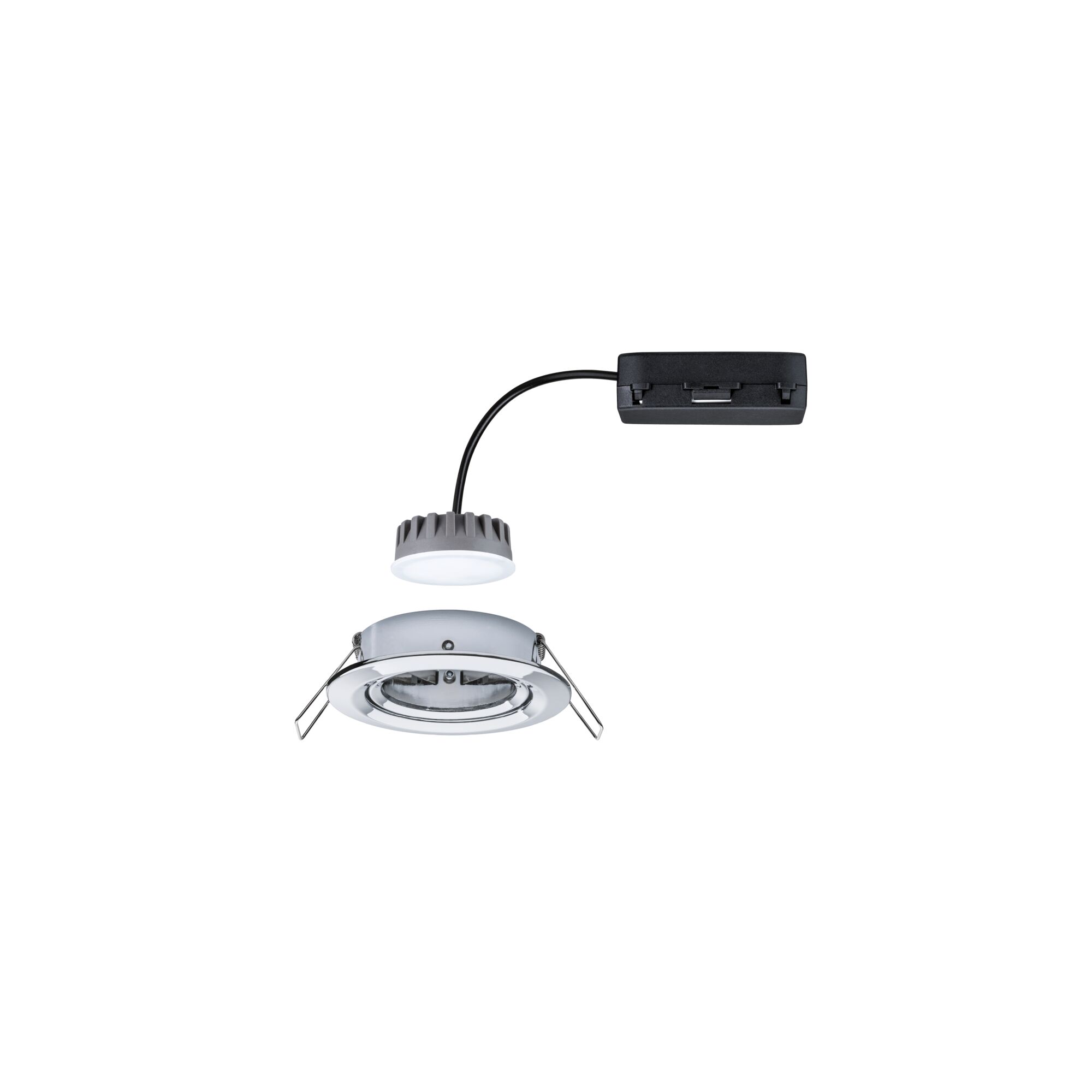 Rundes LED-Einbauleuchten-Set in Weiß mit schwarzem Kabel für energiesparende Deckenbeleuchtung