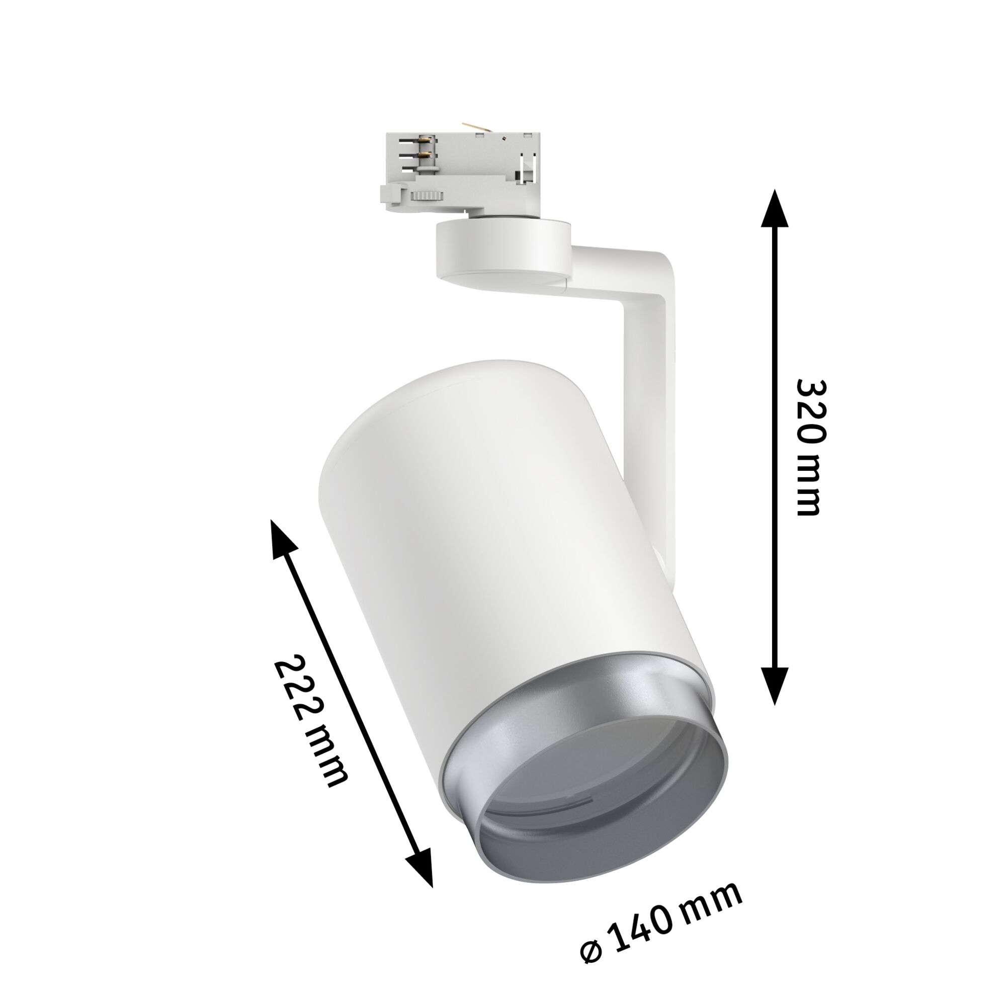 Weißer LED-Strahler aus Metall mit 320 mm Höhe und 140 mm Durchmesser für moderne Beleuchtung