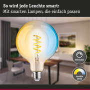Glühbirne mit dimmbarer, einstellbarer Farbtemperatur in warmem und kaltem Licht für smarte Beleuchtung