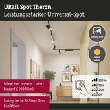 URail Spot Theron schwarzer Universal-Spot mit 3-Stufen-Dimmfunktion und warmweißem Licht
