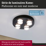 Plafonnier Kame noir mat moderne en métal et verre acrylique pour éclairage de salle de bain