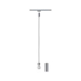Moderne zilverkleurige metalen hanglamp met afneembare cilinder voor railsysteemverlichting