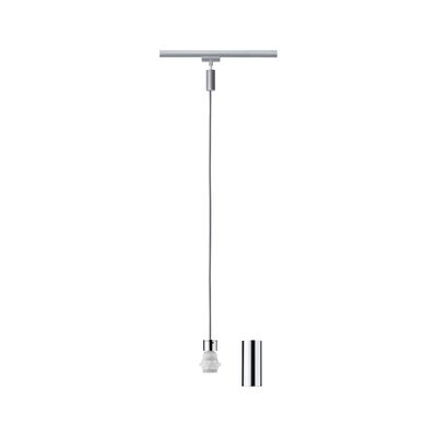Moderne zilverkleurige metalen hanglamp met afneembare cilinder voor railsysteemverlichting