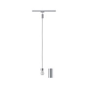Moderne zilverkleurige metalen hanglamp met kabel en afneembare cilinder voor LED-lampen