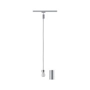 Nowoczesny srebrny metalowy zwis lampy z kablem i zdejmowanym cylindrem do żarówek LED