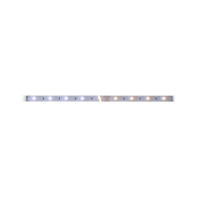 LED strip with warm white and cool white LEDs on white base for versatile lighting solutions
