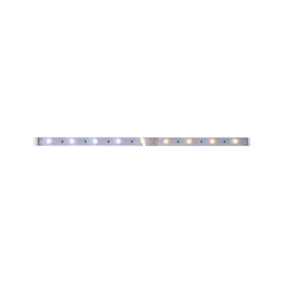 LED strip with warm white and cool white LEDs on white base for versatile lighting solutions