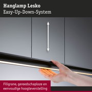 Zwarte LED-hanglamp Lesko met Easy-Up-Down-systeem en gereedschapsloze hoogteverstelling