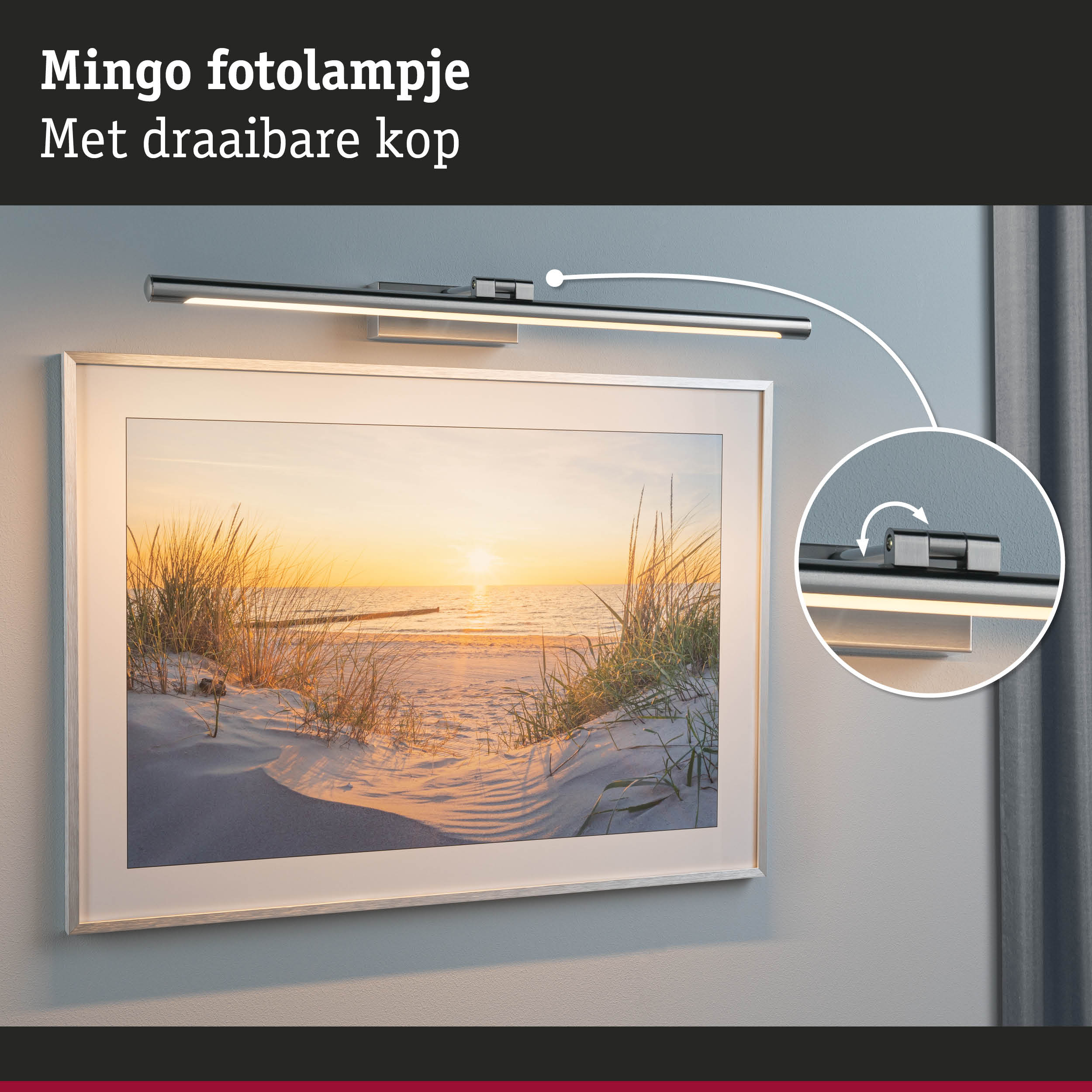 Mingo LED-buitenlamp van chroom met draaibare kop voor wanddecoratieverlichting