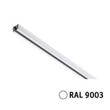 White aluminum LED track profile in RAL 9003 for modern lighting and track systems.