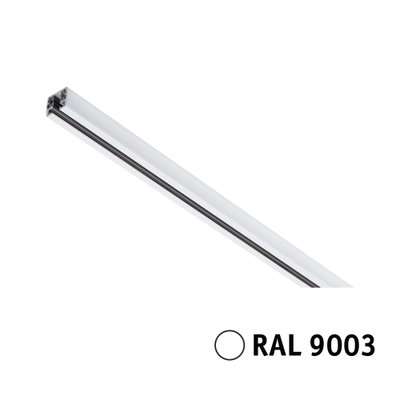 White aluminum LED track profile in RAL 9003 for modern lighting and track systems.