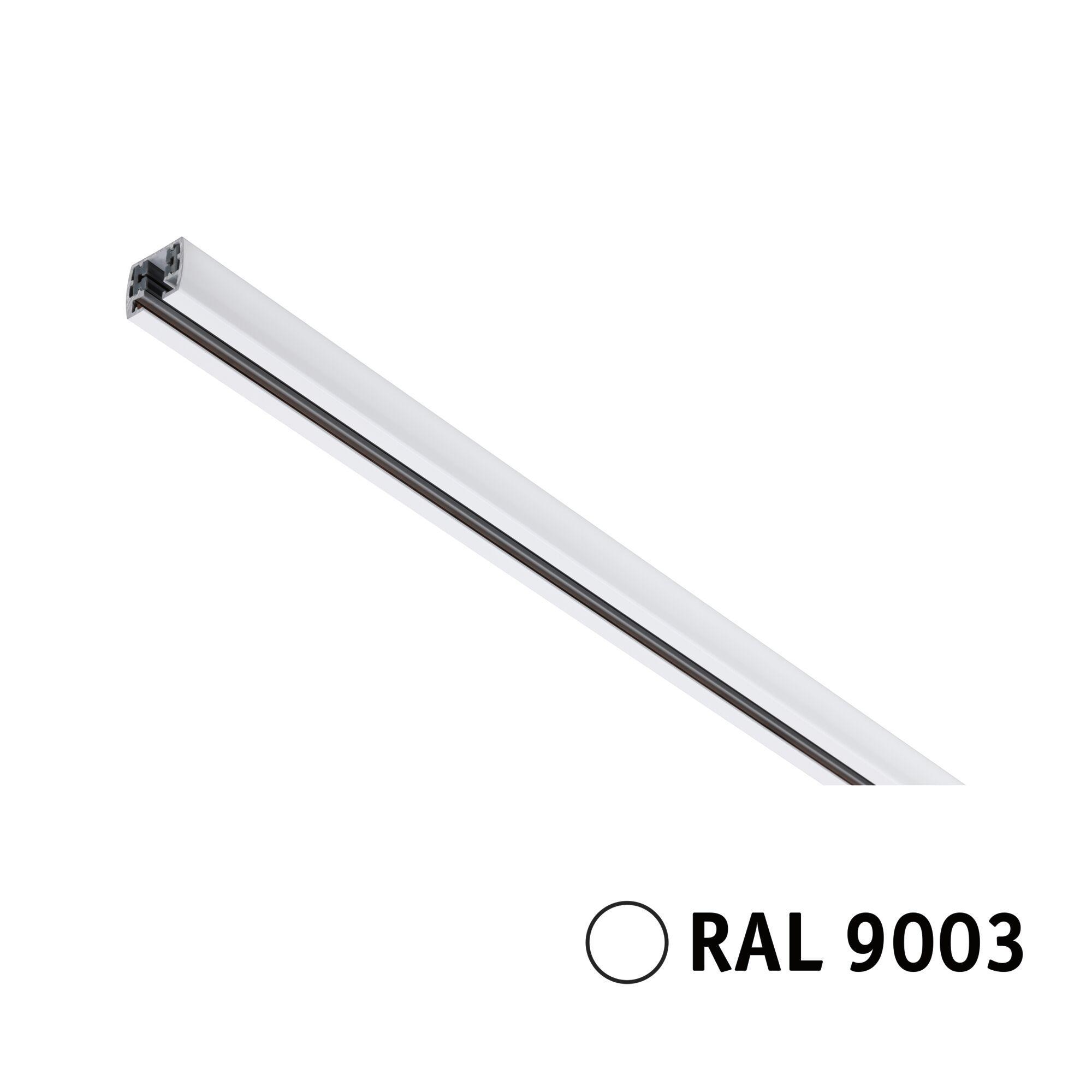 URail Rail 1,5m 230V Signaalwit Wit aluminium LED-railsprofiel in RAL 9003 voor moderne verlichtings- en railsystemen.