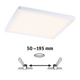 Rectangular white LED ceiling light with warm white glow and adjustable installation size 50-195 mm
