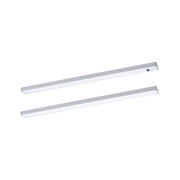 Zwei schlanke LED-Unterbauleuchten aus Aluminium in Silber für moderne Küchenbeleuchtung