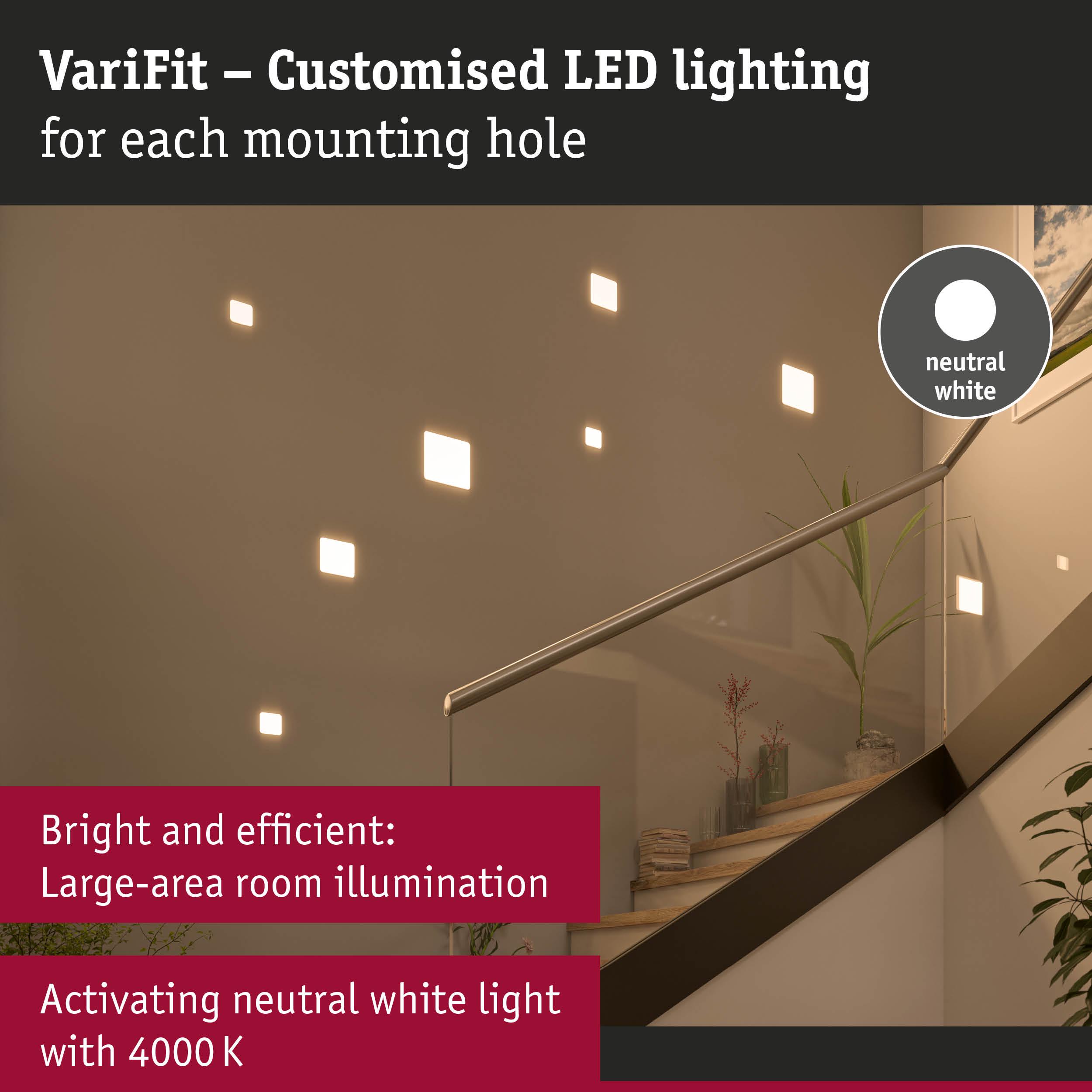 Modern LED wall lighting with neutral white 4000K light for bright stairwell and room illumination