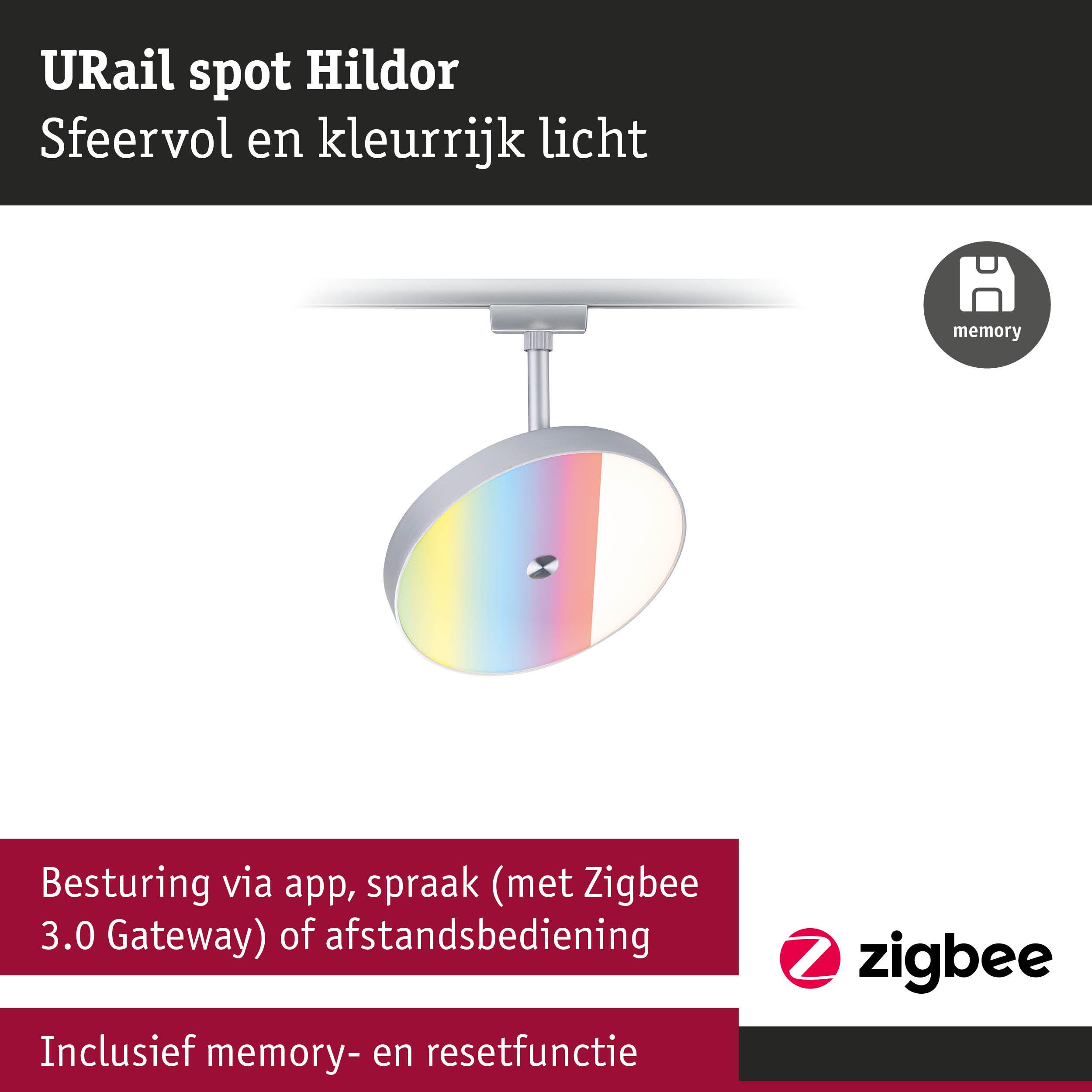 URail spot Hildor plafondlamp met kleurrijk licht en bediening via app of Zigbee 3.0 Gateway