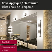 Applique murale Gove blanche avec ampoules rondes en verre près du miroir de salle de bain, dimmable G9