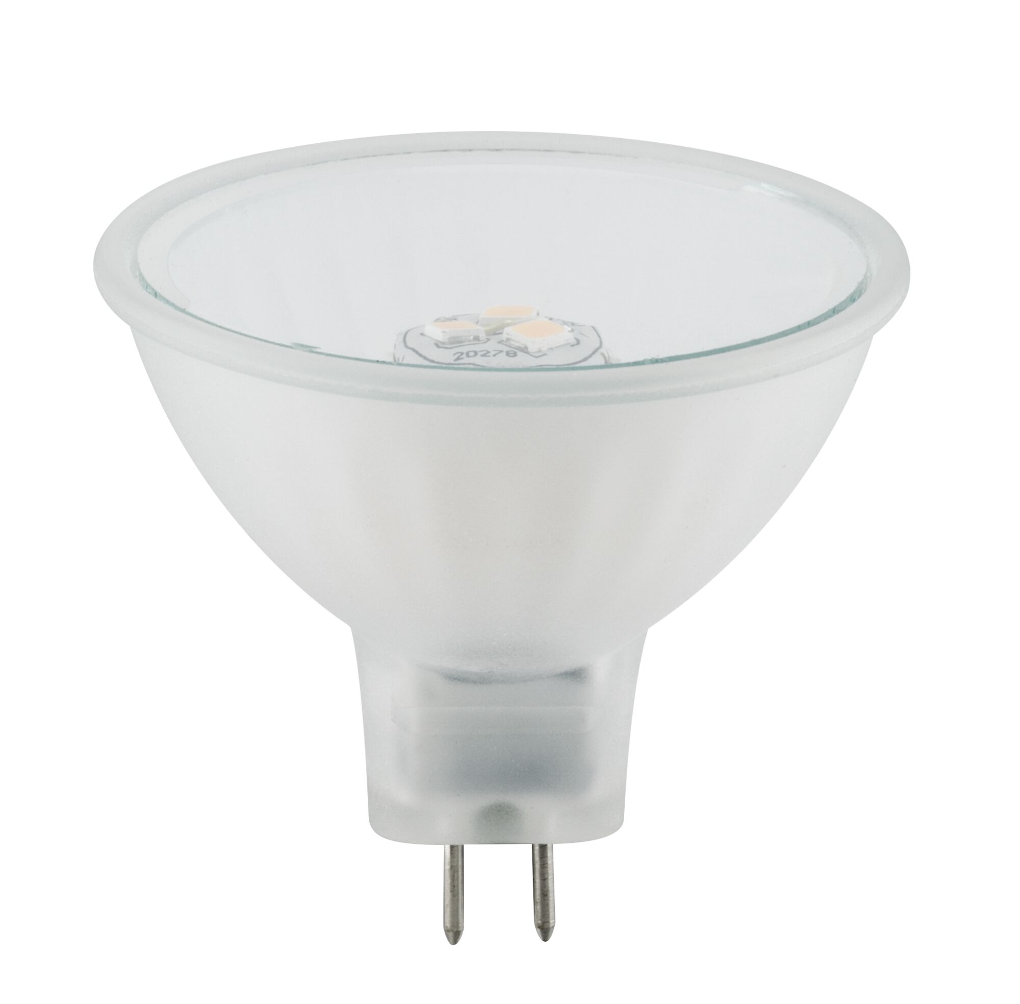 LED-Spotlampe mit MR16 Sockel aus mattiertem Glas in Weiß für energiesparende Beleuchtung