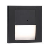 Square black metal LED wall light with white diffuser for modern indoor lighting solutions