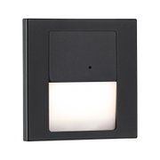 Quadratische LED-Wandleuchte aus schwarzem Metall mit weißem Diffusor für moderne Innenbeleuchtung