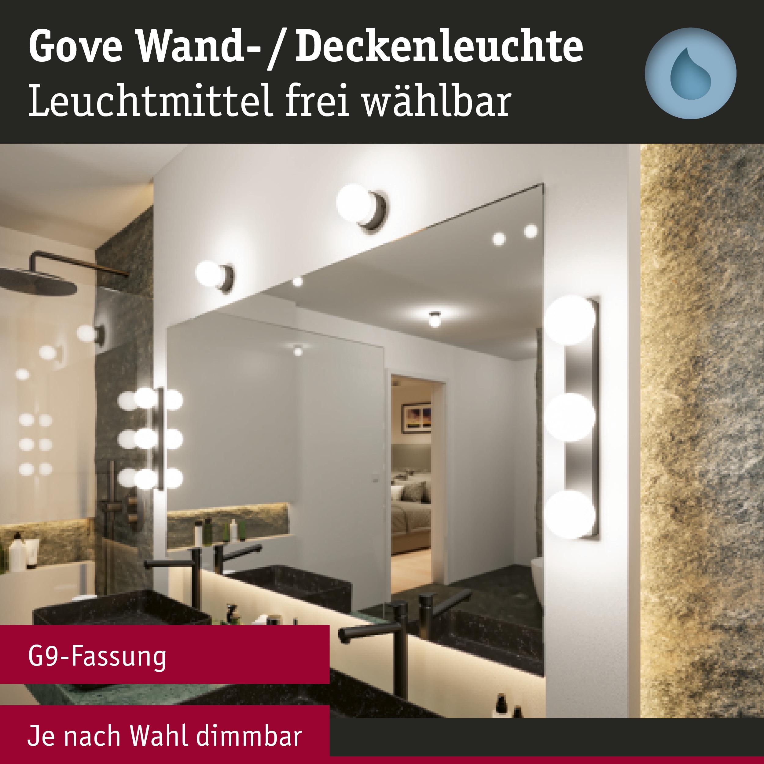 Gove Wand- und Deckenleuchte mit G9-Fassung in Weiß, dimmbar, ideal für modernes Badezimmerlicht