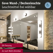 Gove Wand- und Deckenleuchte mit G9-Fassung in Weiß, dimmbar, moderne Badbeleuchtung