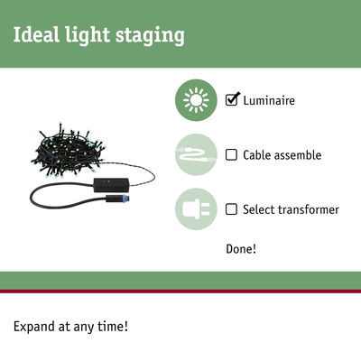 Black LED light strip with green lights and control unit for flexible lighting and easy installation