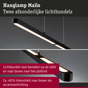 Zwarte LED-hanglamp Mailo met twee lichtbundels voor accent- en plafondverlichting