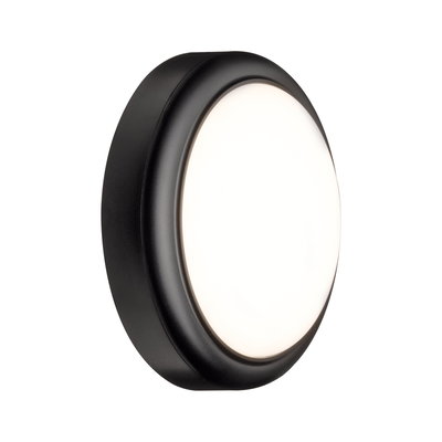 Applique murale LED ronde avec cadre métal noir et diffuseur blanc pour éclairage intérieur moderne