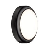 Runde LED-Wandleuchte mit schwarzem Metallgehäuse und weißem Diffusor für moderne Innenbeleuchtung